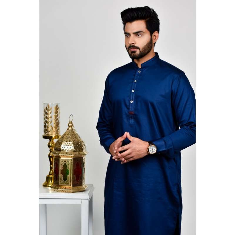 Navy Blue Pakistani Mens Eid Kurta Shalwar